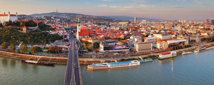 Tauck river cruise ship on the Danube in Bratislava