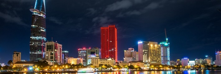 Panorama of Ho Chi Minh City illuminated at night