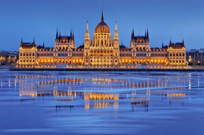 Hungarian Parliament building on the banks of the Danube
