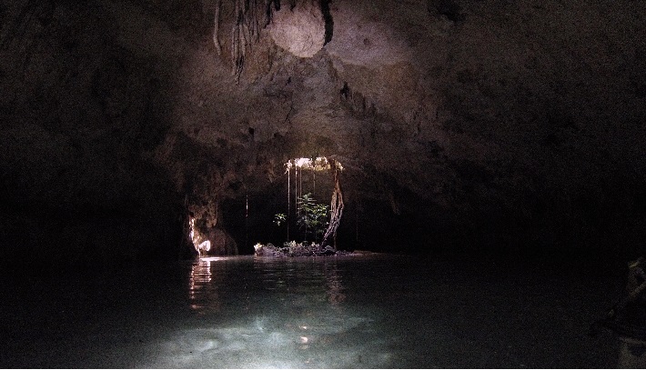 An underground cave in Sac Actun in Mexico