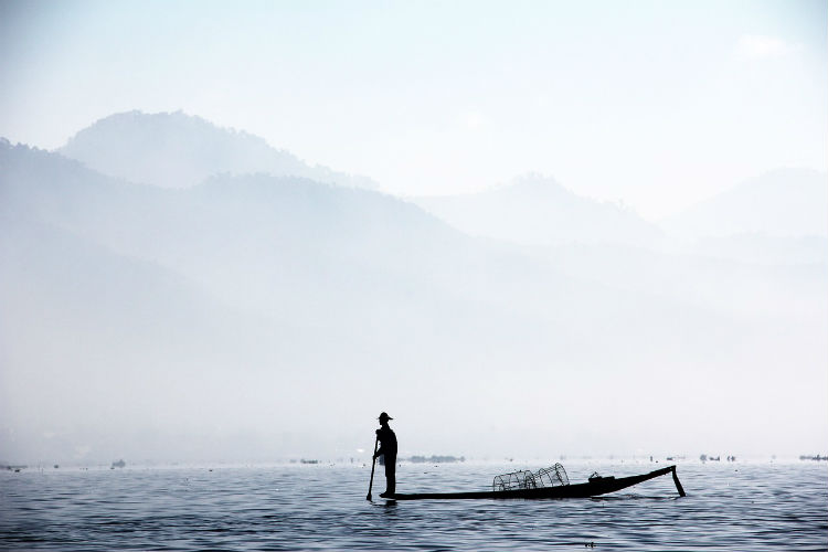 Traditional fishing along the Irrawaddy